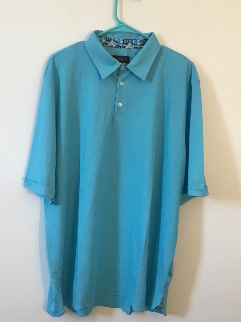 Paul Fredrick Mens Turquoise Blue Polo Shirt 2XLT